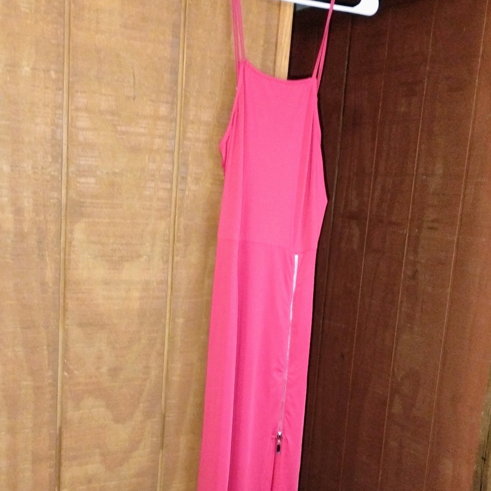 Women's Red Maxi Dress with a Thigh Zipper Large Size